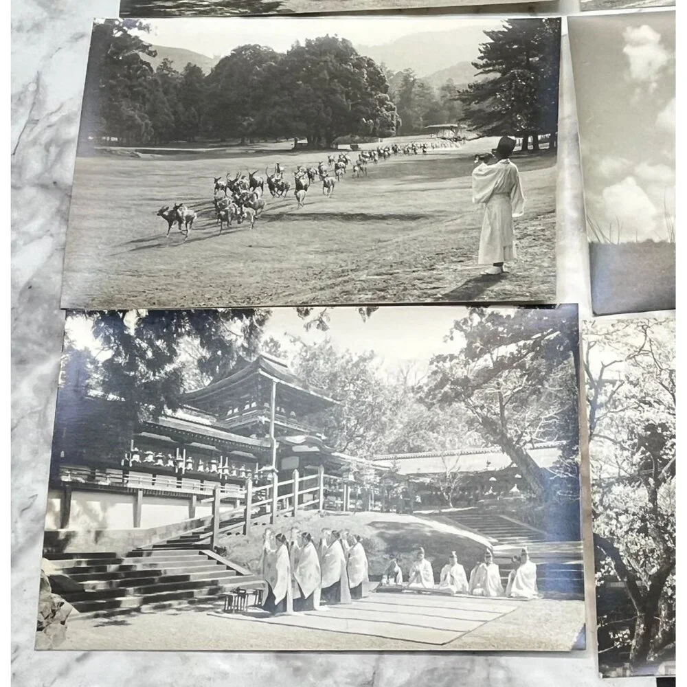 Nara-Park Japan RPPC Postcard Vintage Set of 9 Travel Souvenir Photos 1940s